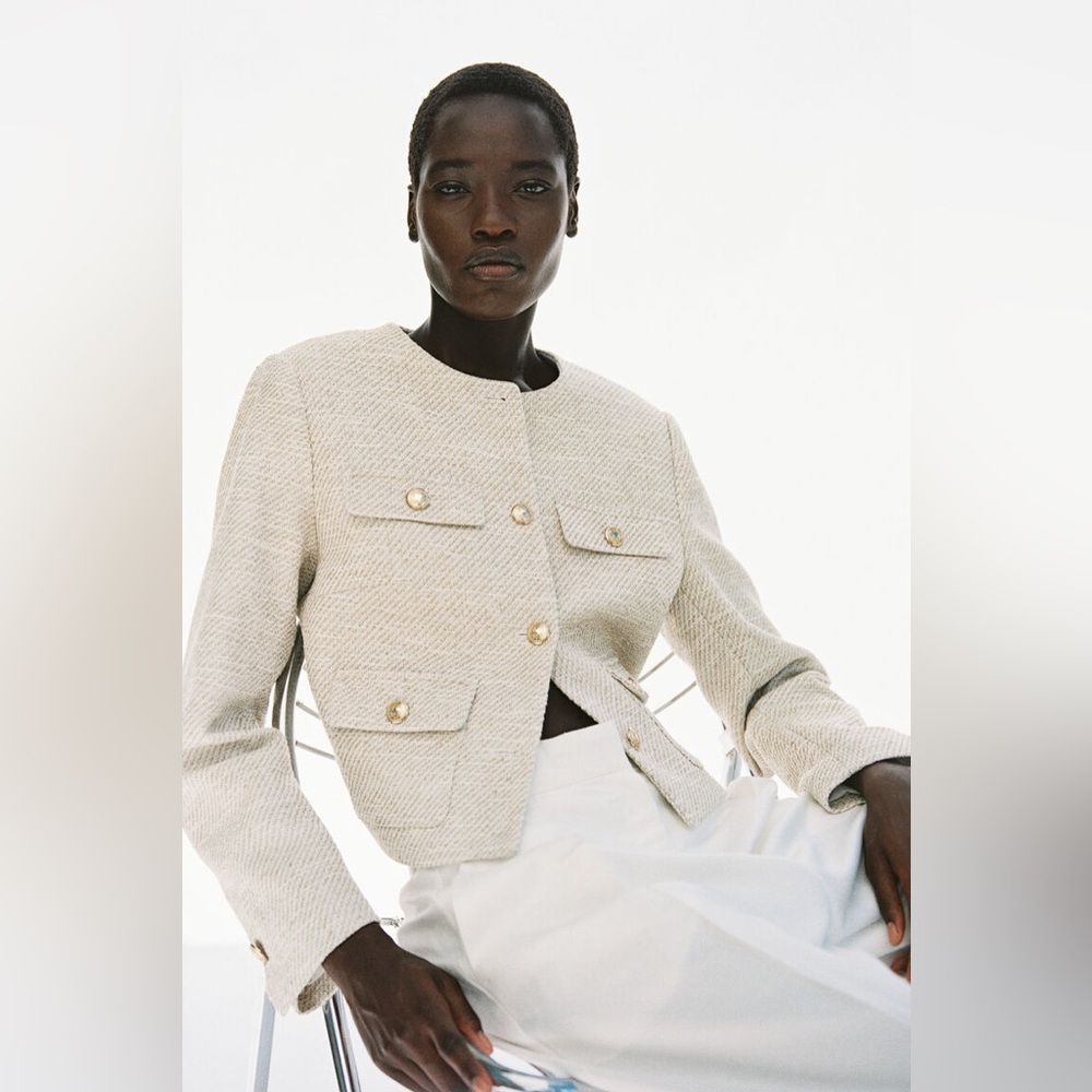 H&M TEXTURED-WEAVE JACKET - Picture 1 of 11